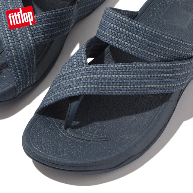 【FitFlop】SLING WEAVE TOE POST織帶夾腳涼鞋-男(藍綠黑灰色)