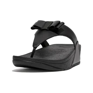 【FitFlop】LULU BOW LEATHER TOE-POST SANDALS蝴蝶結造型皮革夾腳涼鞋-女(靓黑色)