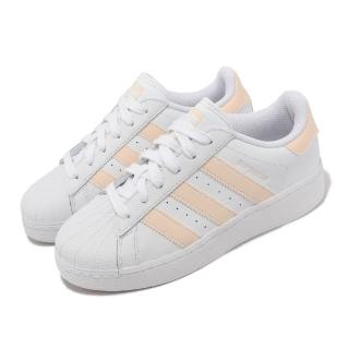 【adidas 愛迪達】休閒鞋 Superstar XLG W 女鞋 白 橘 皮革 貝殼頭 鋸齒三線 三葉草 愛迪達(IF3004)