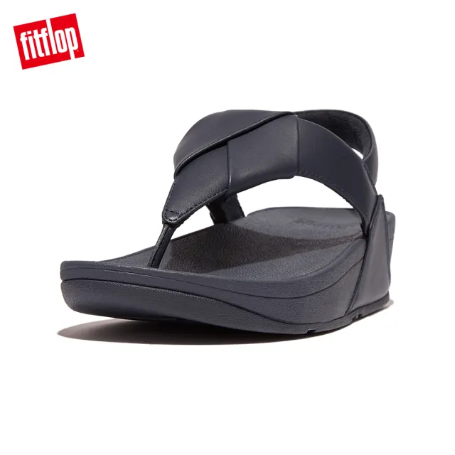 【FitFlop】LULU FOLDED-LEATHER BACK-STRAP SANDALS摺疊造型皮革後帶夾腳涼鞋-女(午夜藍)