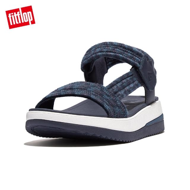 【FitFlop】SURFF ART-WEBBING BACK-STRAP SANDALS運動風可調式皮革後帶涼鞋-女(午夜藍白色)