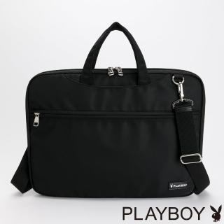 【PLAYBOY】電腦包附長背帶 Aider系列(黑色)