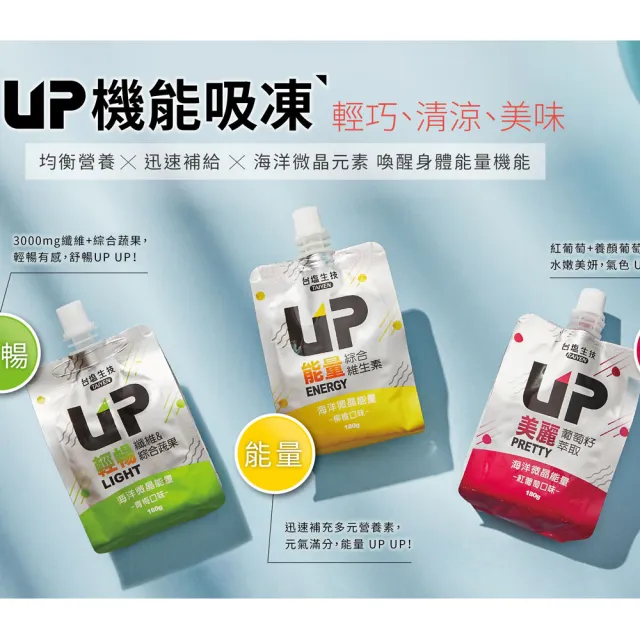 【台鹽生技】UP機能果凍吸凍飲180gx6包x2組(柳橙/青梅/紅葡萄)