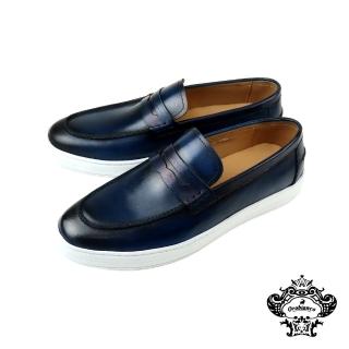 【Orobianco】皮質便士樂福造型休閒鞋 海軍藍(OR320070-NA)