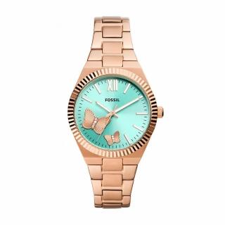 【FOSSIL】Scarlette 浮雕蝴蝶 玫瑰金不鏽鋼腕錶(ES5277)