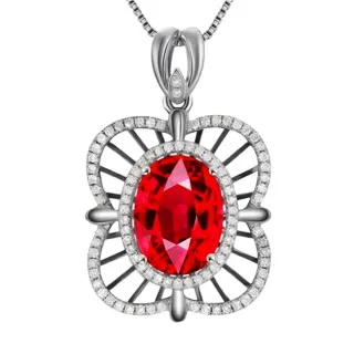 【Jpqueen】綻放紅花鏤空鋯石水鑽項鍊(2色可選)