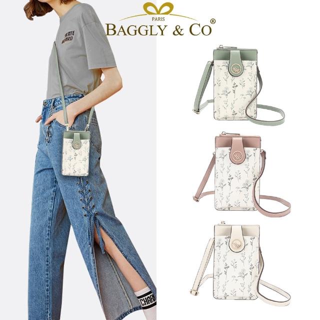 【BAGGLY&CO】田園風文青小花側肩斜背手機包(三色)