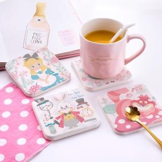 【收納王妃】迪士尼Disney 愛麗絲夢遊仙境珪藻土杯墊2入組 矽藻土 矽藻土(10x10cm)