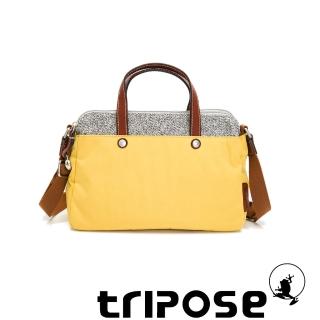 【tripose】漫遊系列巖紋雙拉鍊手提斜背包(活力黃)
