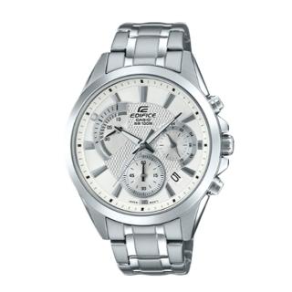 【CASIO 卡西歐】EDIFICE 簡約三眼指標男錶 不鏽鋼錶帶 防水100米(EFV-580D-7A)