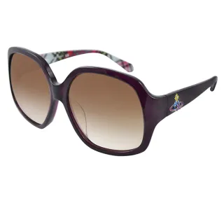 【Vivienne Westwood】復古不規則方框太陽眼鏡(紫/格紋 VW746_04)