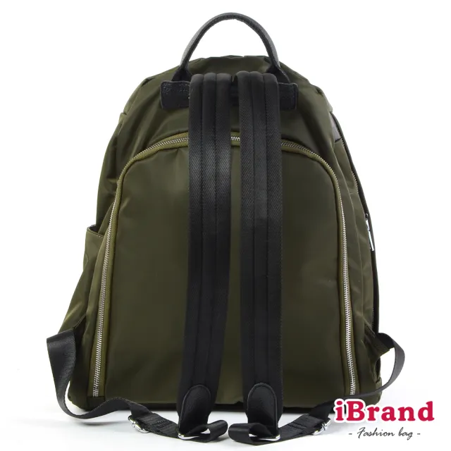 【iBrand】雙11 率性時尚後開式防盜尼龍後背包-L(墨綠色)