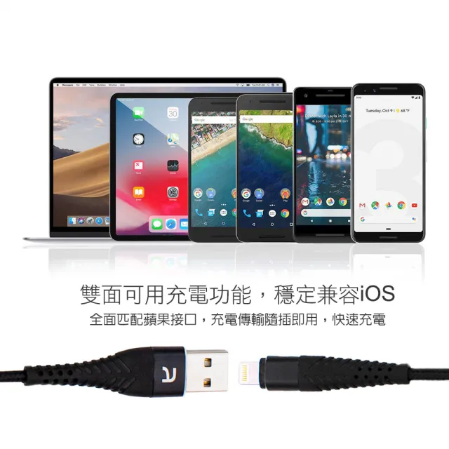 【ATake】USB to Lightning 雙面盲插充電傳輸線(3A快充線 QC快充)