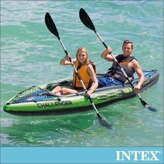 【INTEX】挑戰者K2-雙人運動獨木舟/橡皮艇(附雙漿+手壓幫浦 68306)