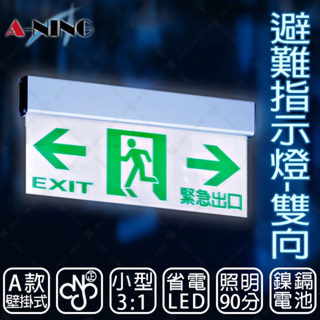 【A-NING】3：1避難方向指示燈-壁掛式 單面 雙向款(LED投光式│C級│居家安全│CNS ISO消防認可)