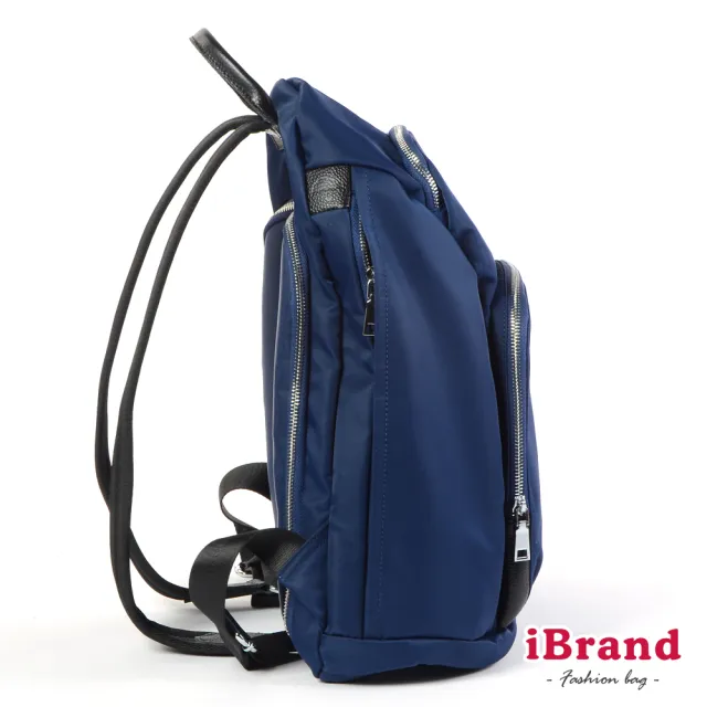 【iBrand】雙11 率性時尚後開式防盜尼龍後背包-L(深海藍)