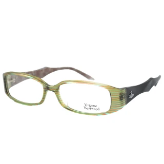【Vivienne Westwood】英倫龐克風線條質感款光學眼鏡(黑/綠 VW223_03)