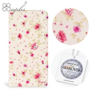 【apbs】iPhone XS MAX/XS/X/XR/8/7/6s/6 兩用施華彩鑽磁吸手機殼皮套(月季花)