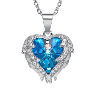【Jpqueen】天使的擁抱水鑽元素優質合金項鍊(藍色)