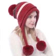 【WINCEYS】英式條紋厚絨造型毛球帽(4色)