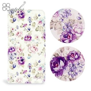 【apbs】iPhone XS MAX/XS/X/XR/8/7/6s/6 兩用施華彩鑽磁吸手機殼皮套(紫薔薇)