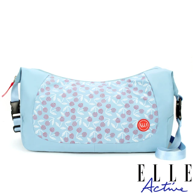 【ELLE active】法式櫻桃系列-肩背側背多用包-淺藍色