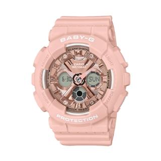 【CASIO 卡西歐】風格時尚雙顯女錶 樹脂錶帶 紅鶴粉 防水100米(BA-130-4A)