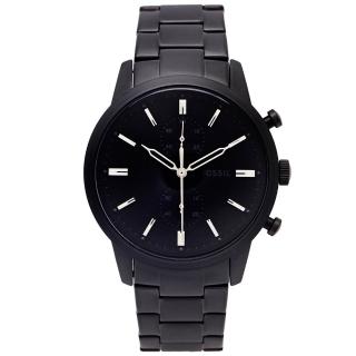 【FOSSIL】黑色時尚不鏽鋼錶帶手錶-黑麵X黑色/44mm(FS5502)