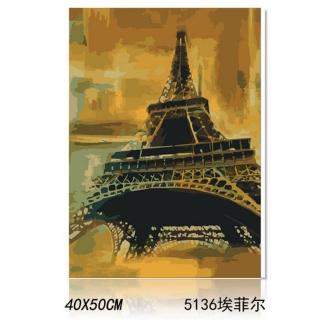 【半島良品】5136/埃菲爾-DIY手繪油畫/數字油畫(掛畫 DIY 彩繪 可愛 壁畫 同樂 油畫)