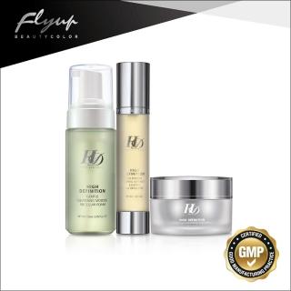 【FLY UP 幻色蝶影】HD 淨化舒緩控油潔顏組(淨白潔顏慕絲155ml+金盞花舒緩精露50ml+淨膚礦物泥膜50ml)
