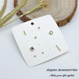 【Anpan】925銀針韓東大門百搭水鑽珍珠耳環套組