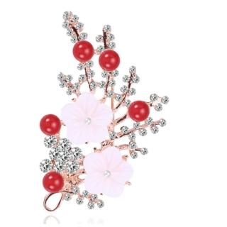 【R.J NEW YORK】氣質耀眼迷人梅花珍珠水鑽胸針別針兩用(4色可選)