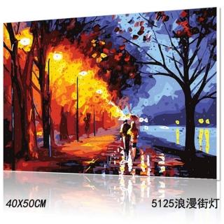 【半島良品】5125/浪漫街燈-DIY手繪油畫/數字油畫(掛畫 DIY 彩繪 可愛 壁畫 同樂 油畫)