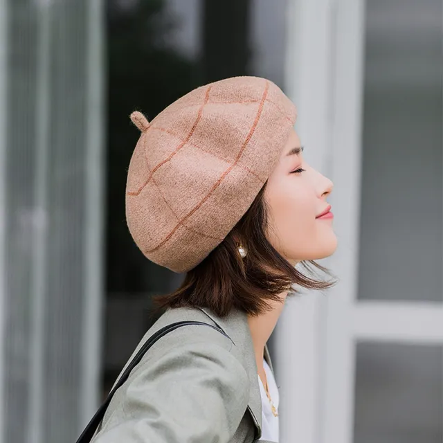 【Acorn 橡果】韓系仿羊絨網紅畫家帽貝蕾帽南瓜帽遮陽帽八角帽1822(卡其)