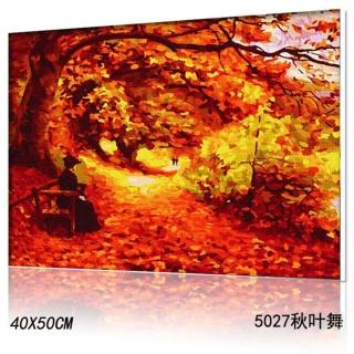 【半島良品】5027/秋葉舞-DIY手繪油畫/數字油畫(掛畫 DIY 彩繪 可愛 壁畫 同樂 油畫)