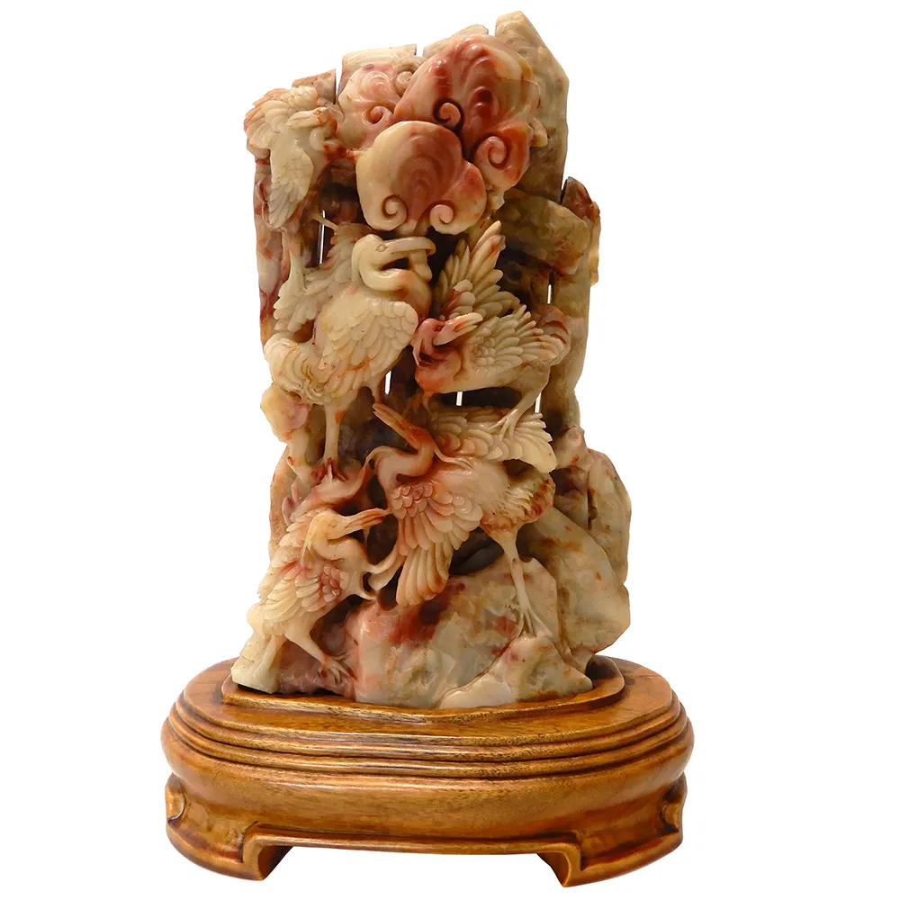 8月セール【龍と月】印鑑・寿山石彫刻｜芙蓉石｜書道｜蒋仁作款｜文房｜風水置物 壽山石捧佛羅漢坐像-宇珍國際藝術| Yu Jen Taipei重要中國瓷雜工藝精品