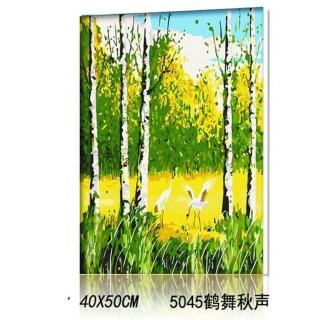 【半島良品】5045/鶴舞秋聲-DIY手繪油畫/數字油畫(掛畫 DIY 彩繪 可愛 壁畫 同樂 油畫)