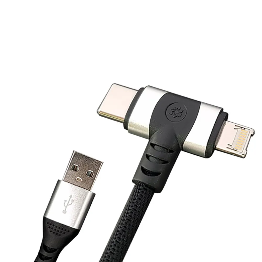 【CHIZY】2.4A 3合1 USB to Lightning 8pin＋Micro Usb＋Type Ｃ 100cm(不分正反傳輸快充線)