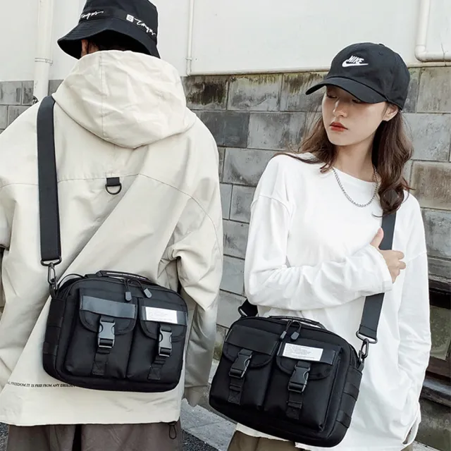 【E.City】日式休閒雙袋手提單肩包(2個插扣式隔袋  可分類收納隨身物品)