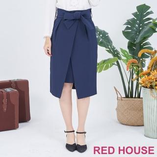 【RED HOUSE 蕾赫斯】蝴蝶結綁帶鉛筆裙(共二色)