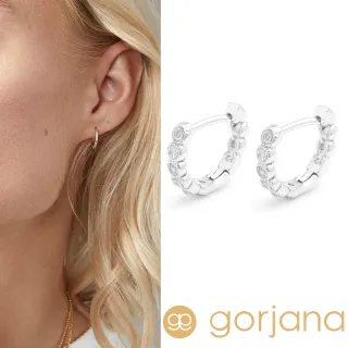 【GORJANA】Madison Shimmer 迷你小圓耳環 C型鑲鑽耳環 銀色(鑲鑽耳環)