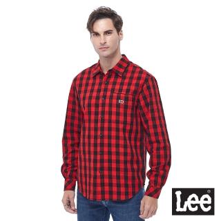 【Lee 官方旗艦】男裝 長袖襯衫 / 紅黑格紋 紅 舒適版型(LL20010980Y)