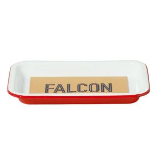 【Falcon】獵鷹琺瑯 琺瑯托盤 琺瑯盤 長方形盤 小托盤 紅白 19.5cm
