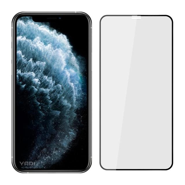 【YADI】iPhone 11 Pro/5.8吋 高清透滿版鋼化玻璃保護貼(9H硬度/電鍍防指紋/CNC成型/AGC原廠玻璃-黑)
