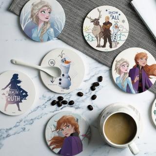 【收納王妃】迪士尼Disney 冰雪奇緣珪藻土杯墊2入組 矽藻土 矽藻土 艾莎安娜雪寶(10x10cm)