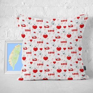 【IHERMI】LOVE 花紋A 抱枕套 IHERMI 臺灣製 抱枕 45cm(居家生活 創意 靠枕 帆布 星座 生日 情人)