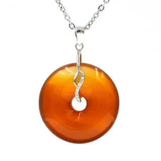 【喜緣玉品】紅玉髓 平安扣 項鍊(流水年華)