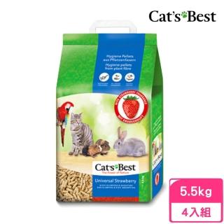 【CAT’S BEST 凱優】草莓味粗顆粒木屑砂 10L/5.5kg*4包組(貓砂、木屑砂)