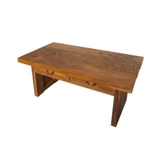 【吉迪市柚木家具】原木造型雙抽茶几 RPCO015A(咖啡桌 餐桌 木桌 桌子 客廳)