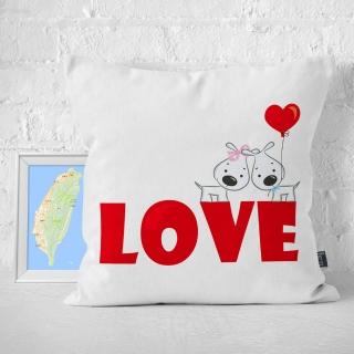 【IHERMI】LOVE 插圖A 抱枕套 IHERMI 臺灣製 抱枕 45cm(居家生活 創意 靠枕 帆布 星座 生日 情人)